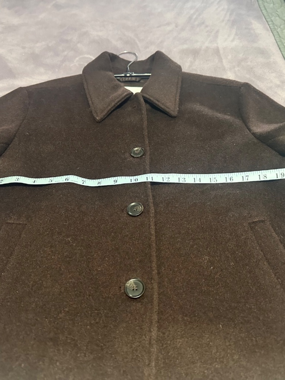 Abercrombie & Fitch Short Wool-Blend Coat in Dark Coffee, size Medium - Picture 6 of 7